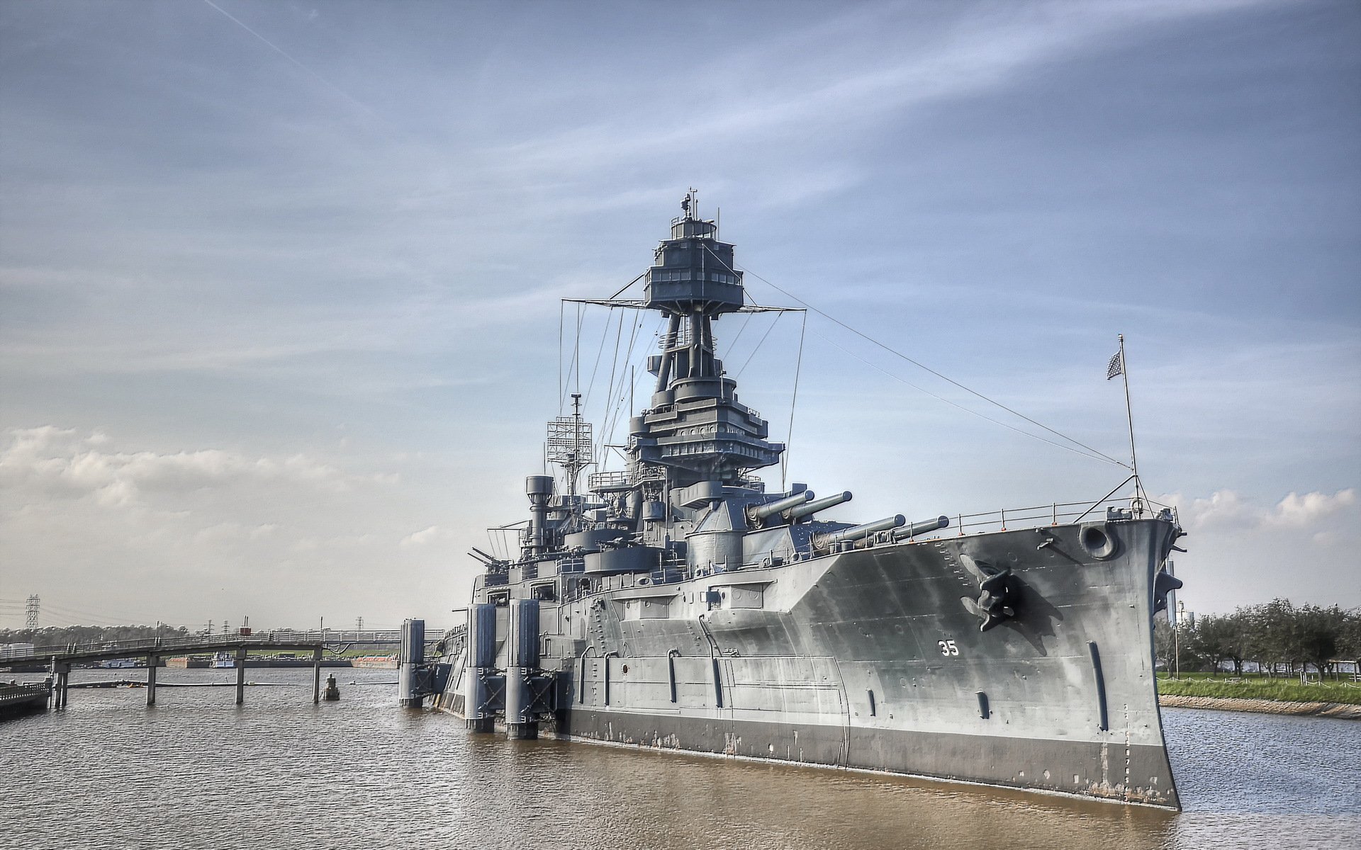 uss texas bb-35 statek broń nabrzeże