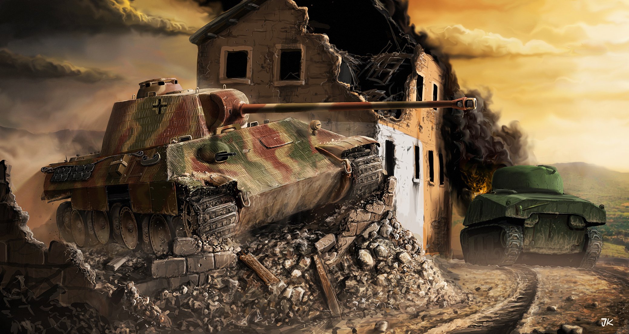 panther vs. sherman war panther tank sherman germany house building art