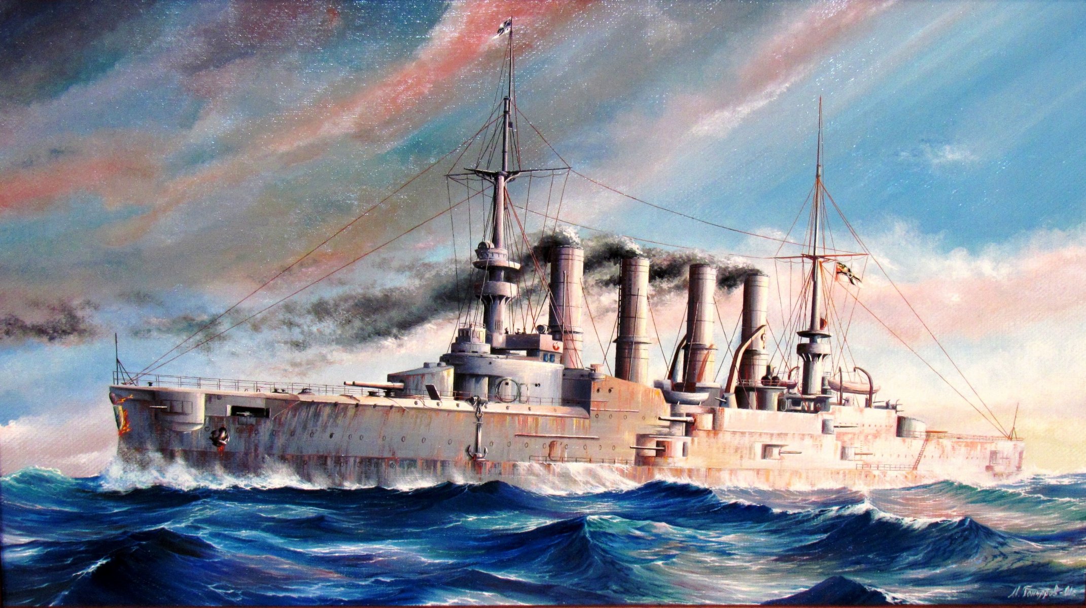 art sea scharnhorst sms scharnhorst armored cruiser of the german imperial navy ww1 picture artist m.goncharov