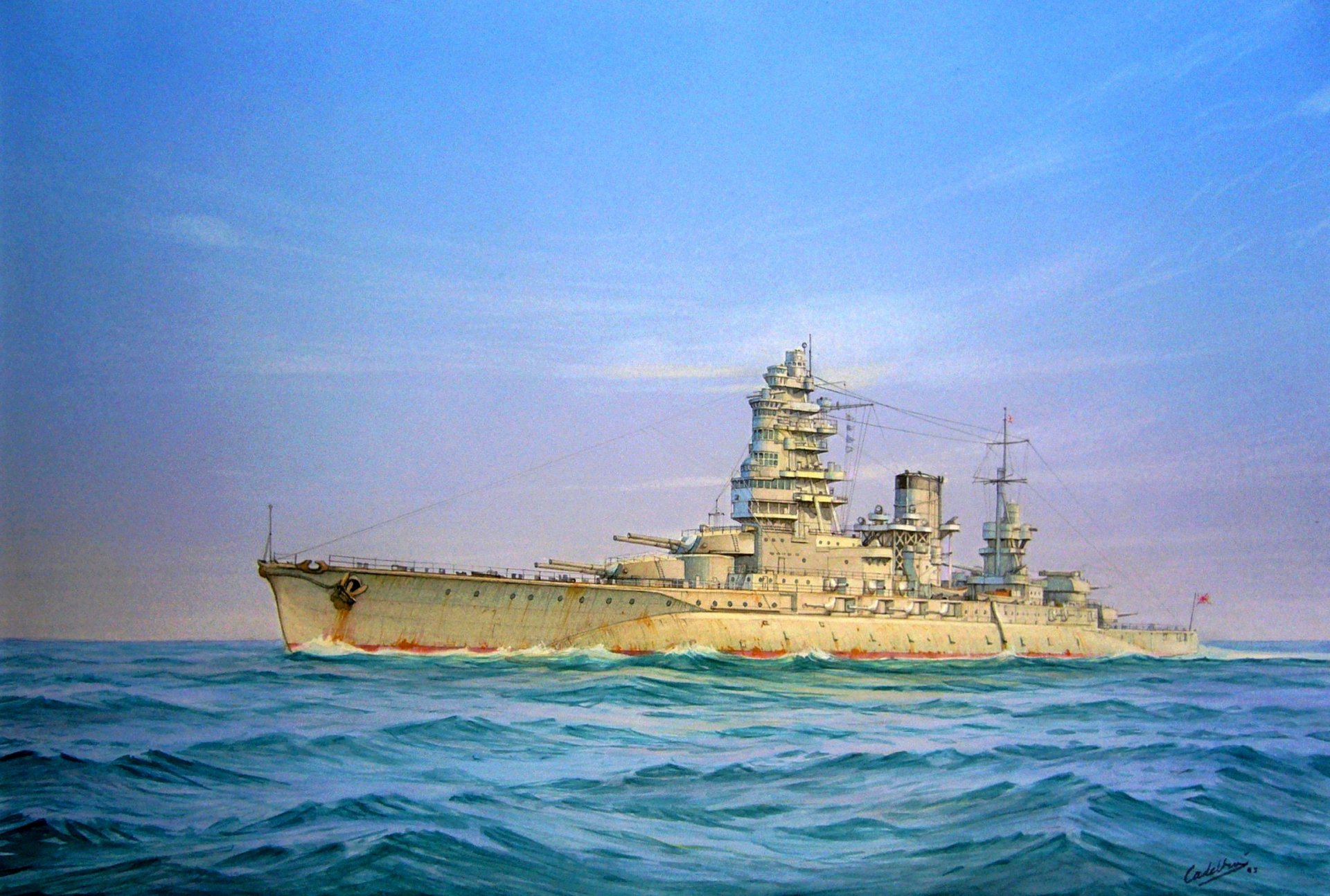 art sea battleship of the type nagato japanese navy ww2 picture