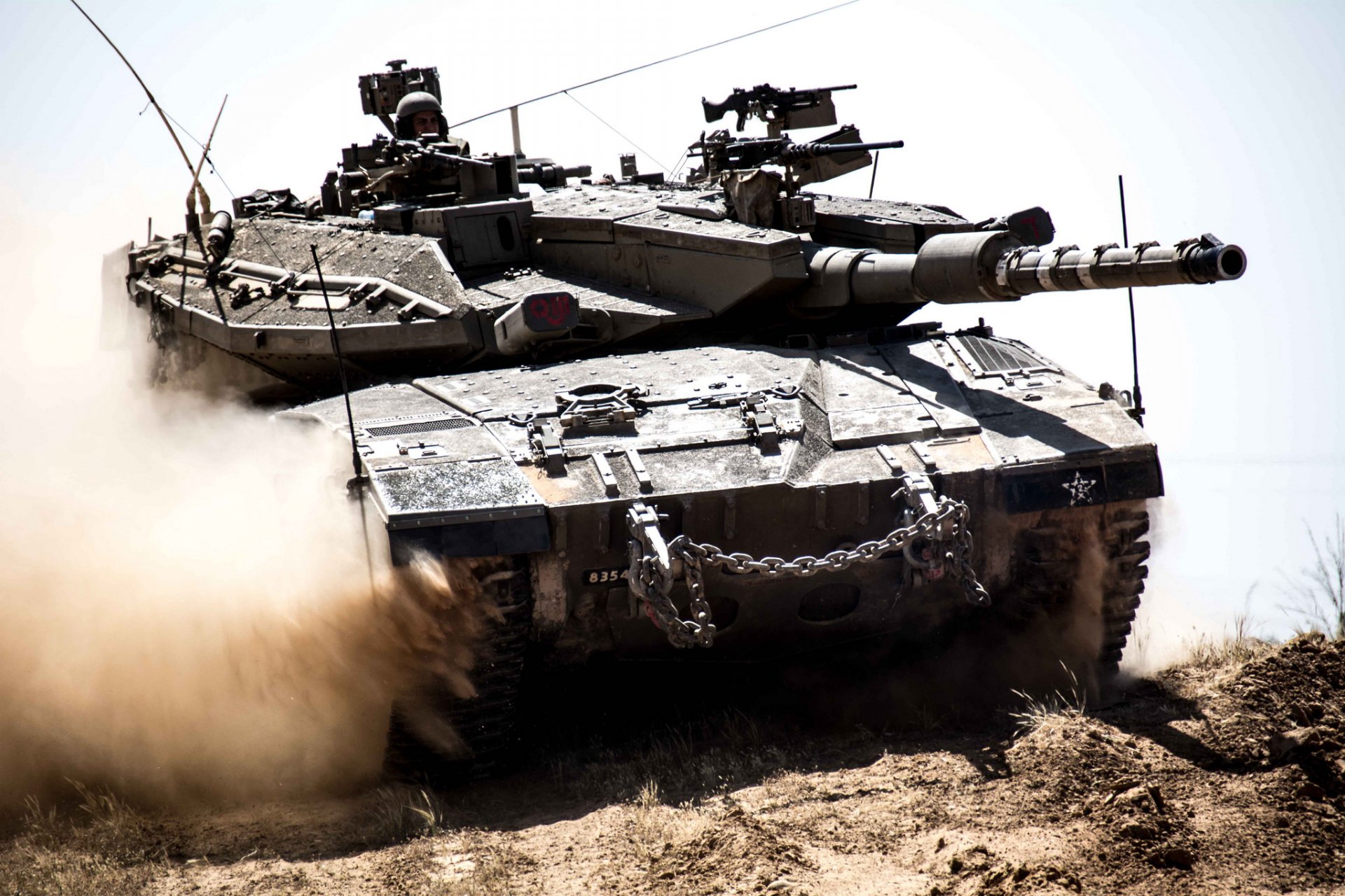 merkava main battle tank of israel dust