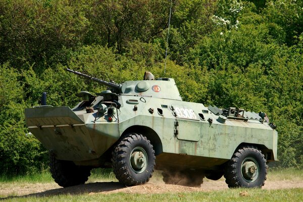 Photo of a Hungarian armored personnel carrier in an open area