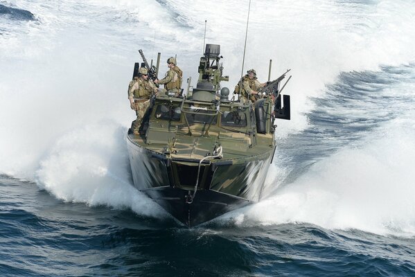 RCB military boat with soldiers