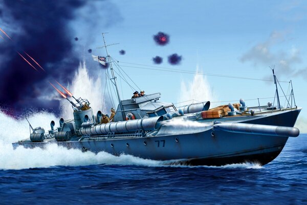 La torpediniera leggera partecipa alla battaglia