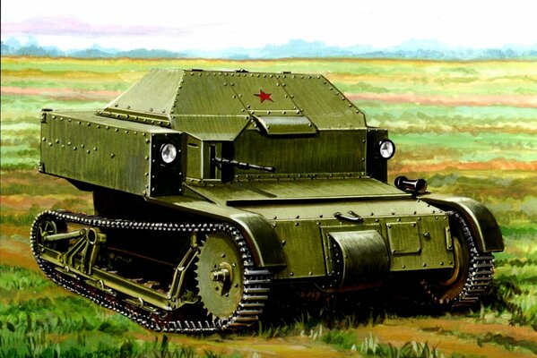 Soviet tank ka of the thirties in the field on the exercise