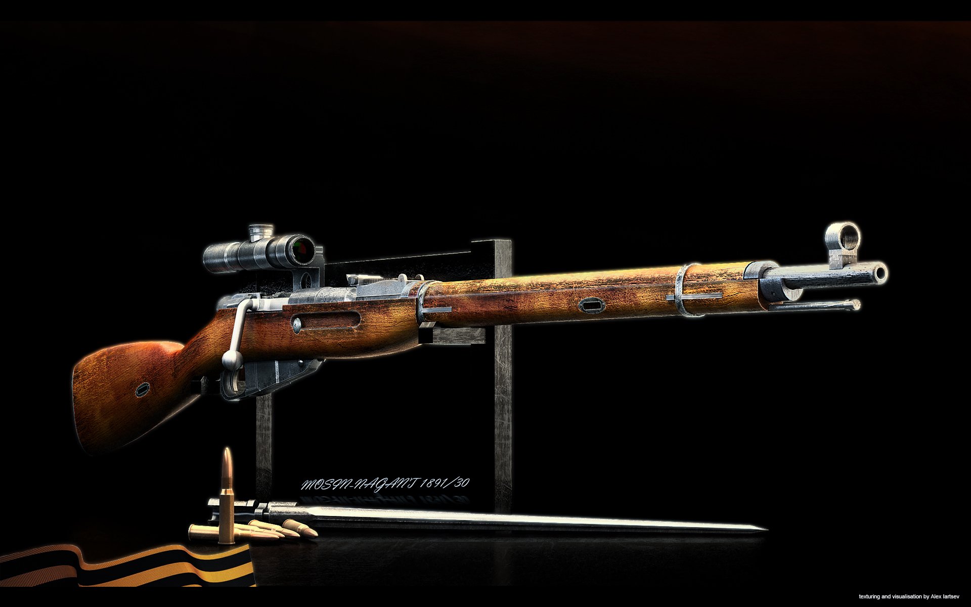 francotirador rifle mosin arma representación