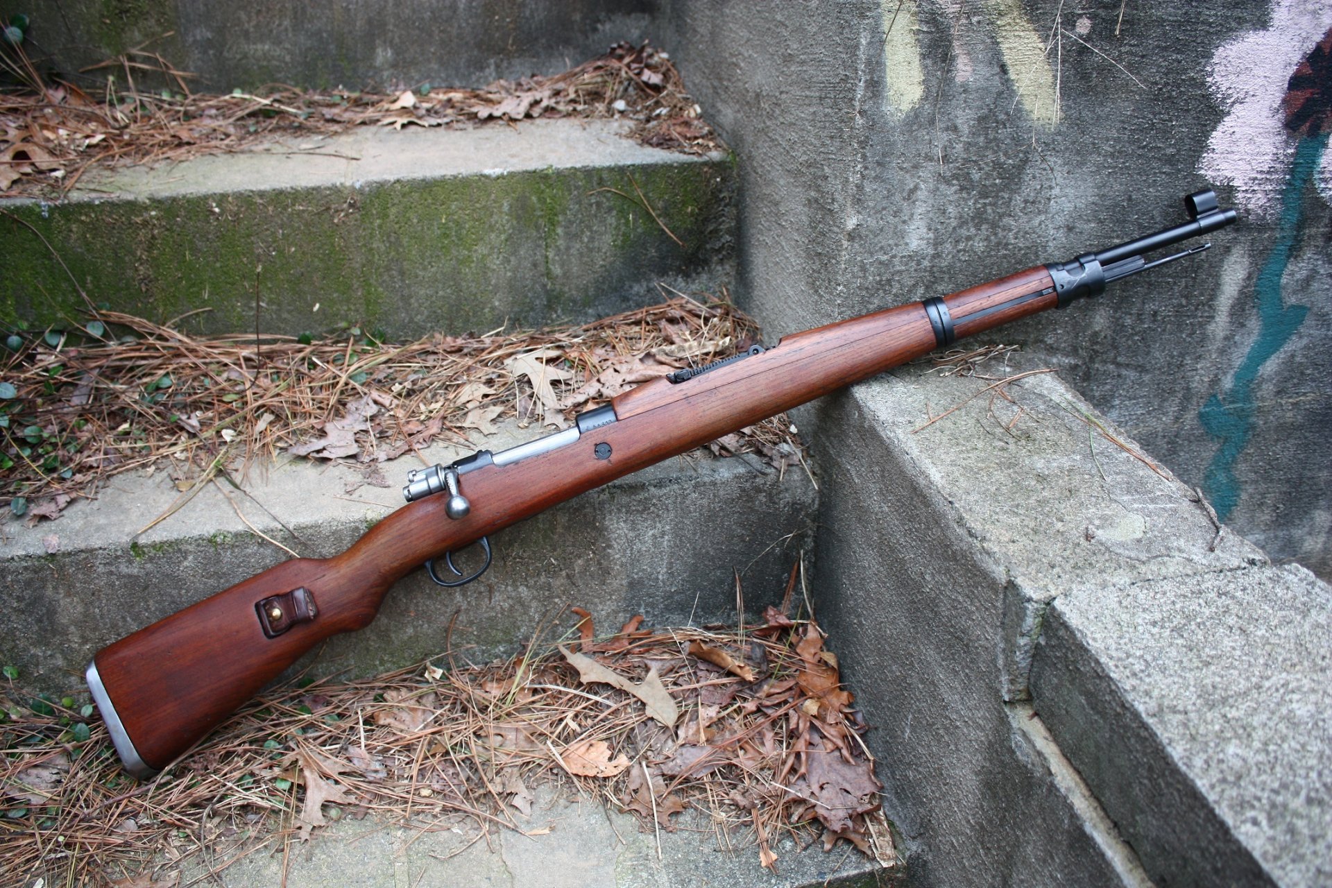 fucile arma m48 mauser foglie