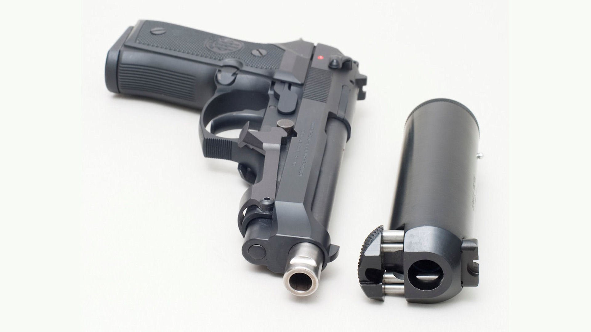 beretta gun silencer white background