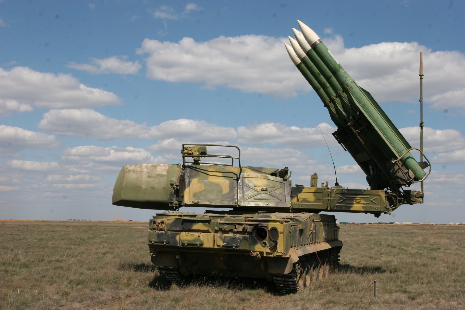 buk-m2 anti-aircraft missile complex self-propelled installation the field sky