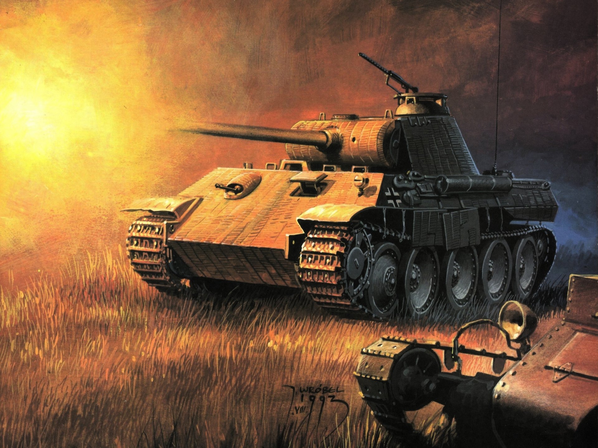 arte tedesco medio serbatoio pzkpfw v pantera colpo flash seconda guerra mondiale figura