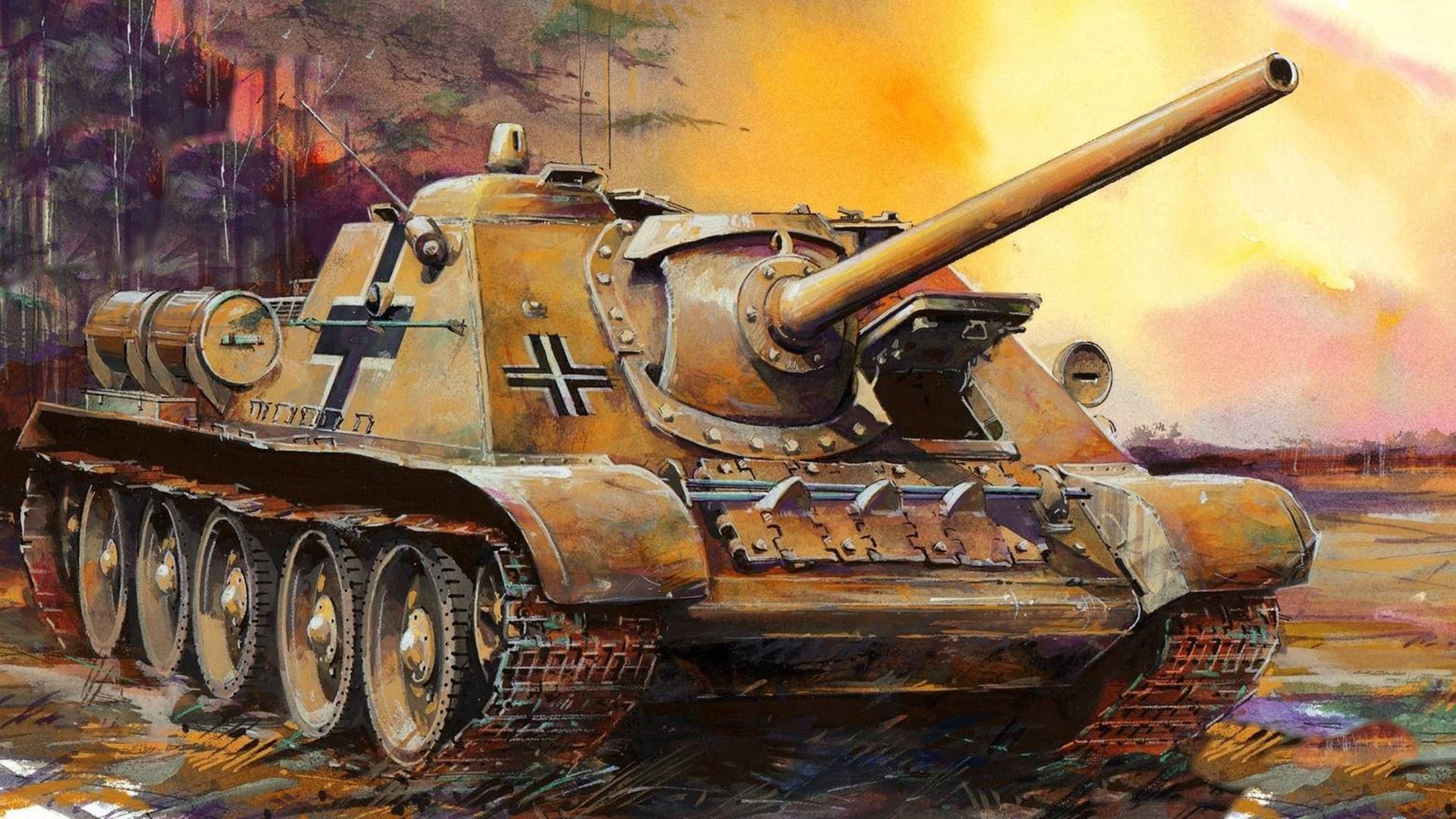 su-85 artiglieria semovente sovietica acs cacciatorpediniere armatura catturata disegno