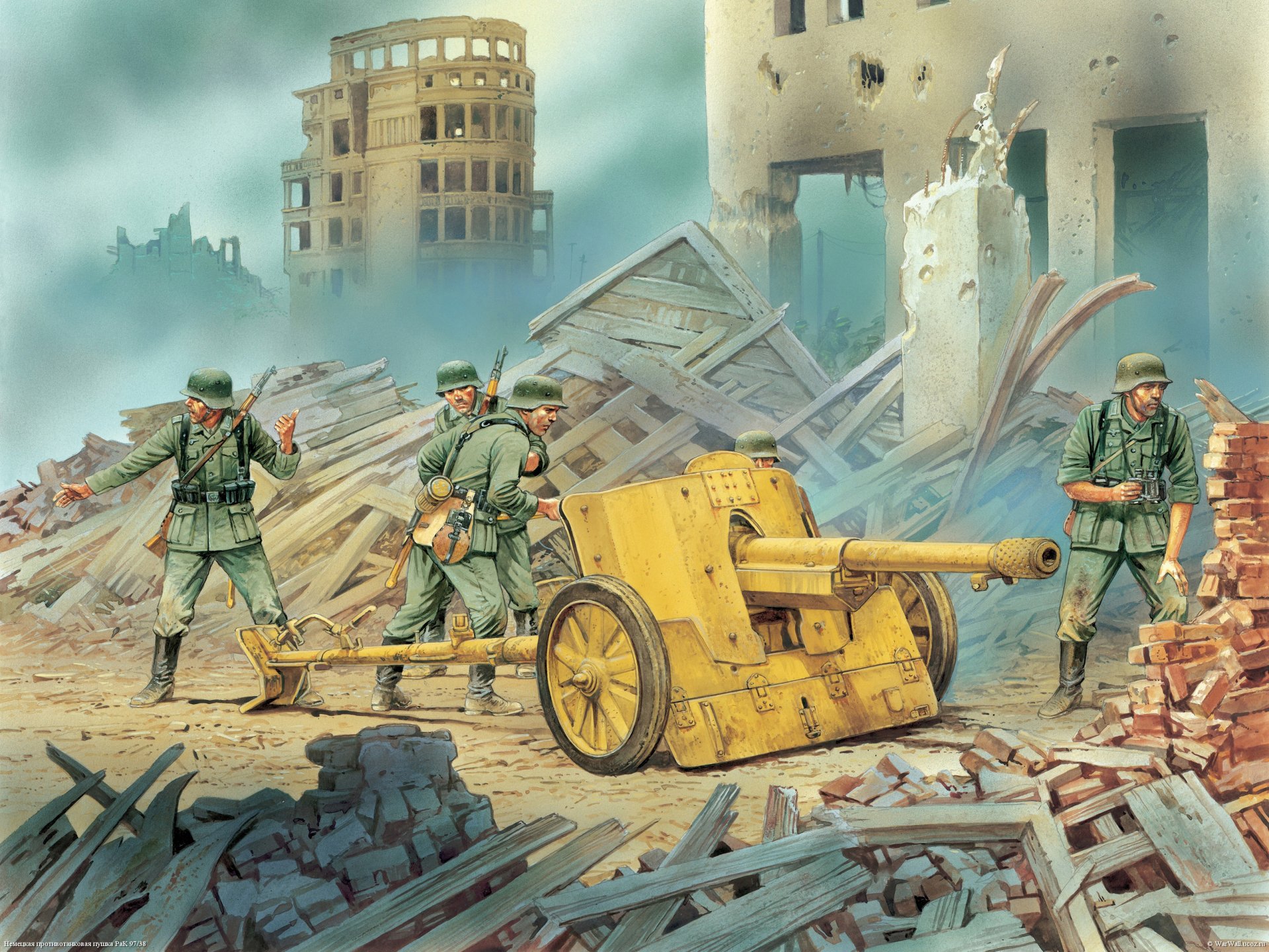 art town ruins calculation germany anti-tank gun 5 cm pak 97/38 to fire position the second world war picture