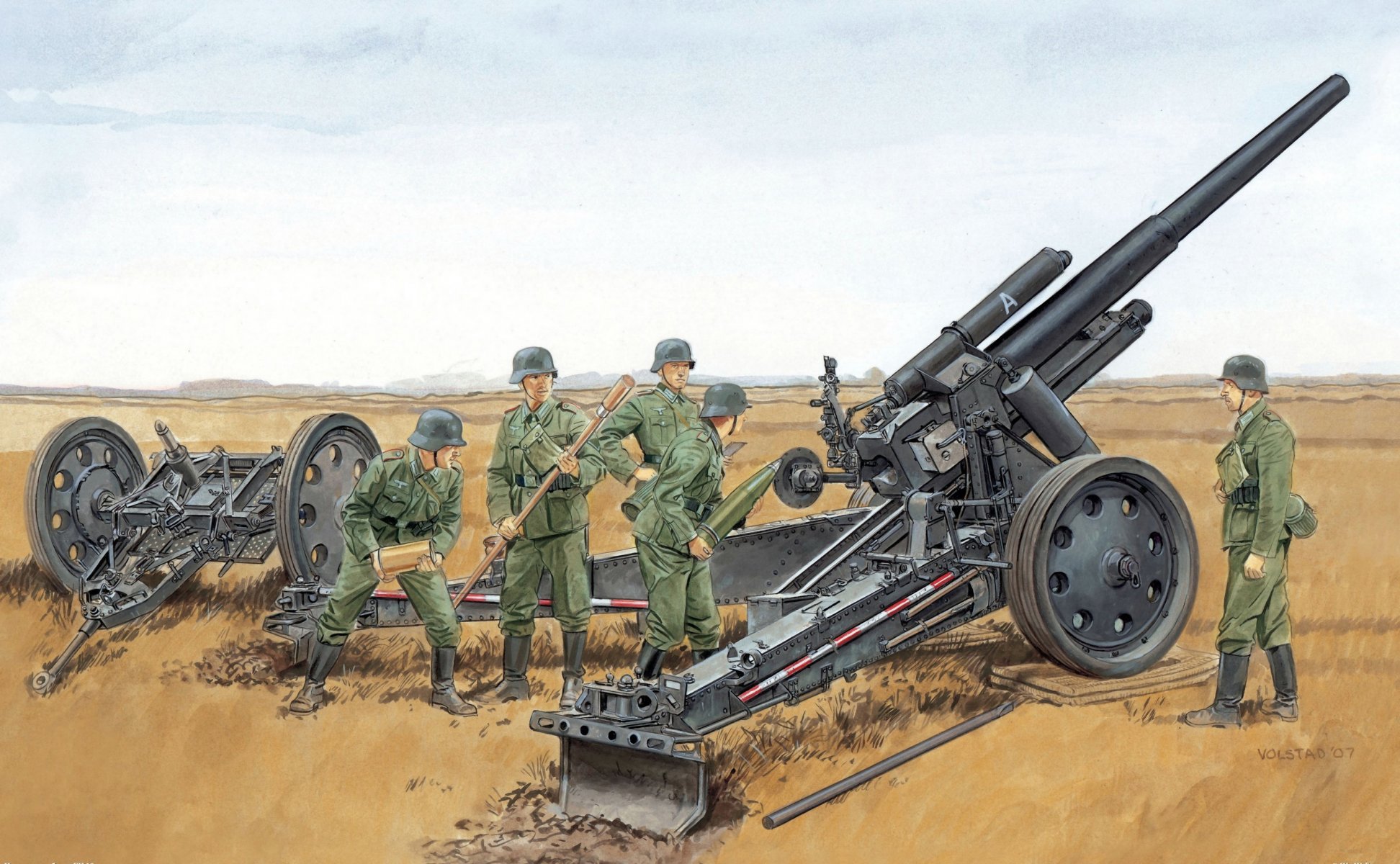 art war position 150 mm german severe field howitzer sfh 18 arr. 1930 artillerymen equipment ww2 picture