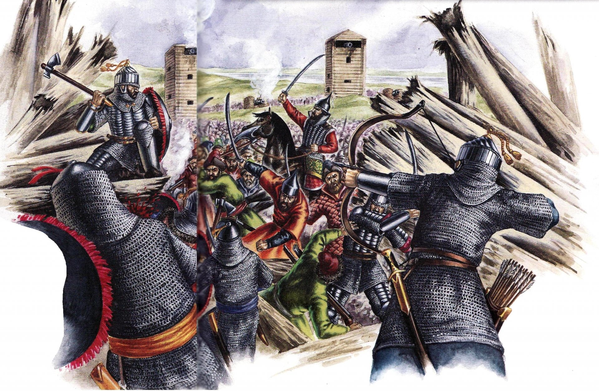 forteresse guerres armes armures dessin assaut de kazan par les troupes d ivan le terrible peintre dimitar petrov