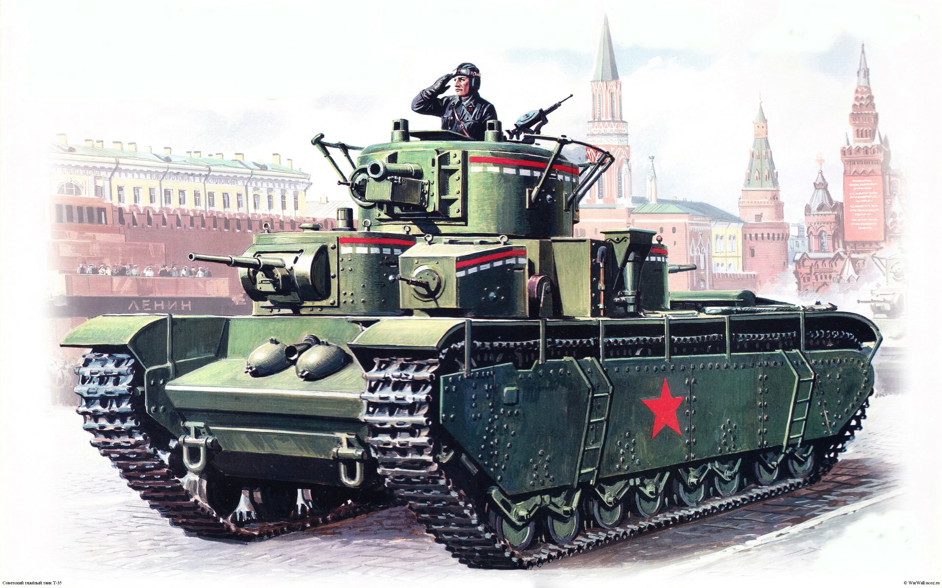 figura moscú rojo plaza mausoleo desfile tanque t-35 soviético pesado