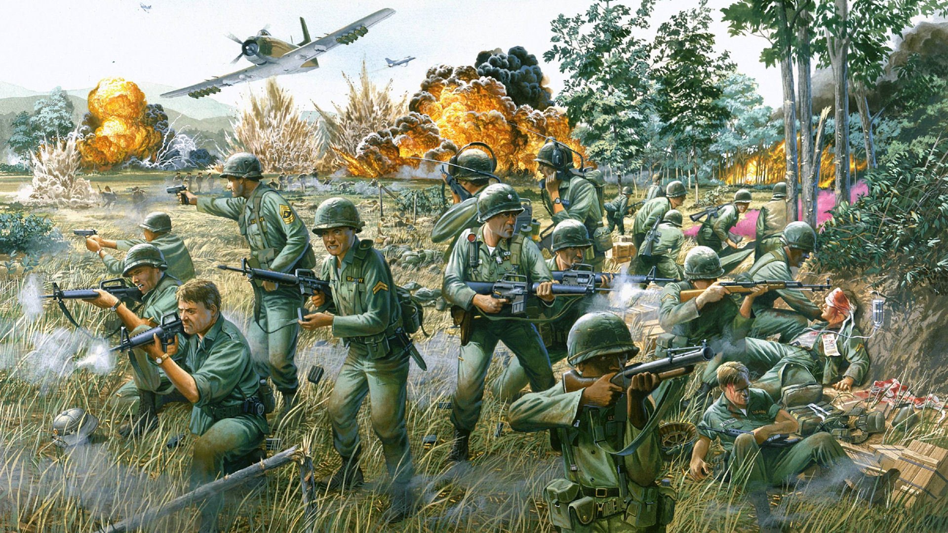 batalla del valle de ya drang vietnam americanos guerra a-1 explosiones figura batalla