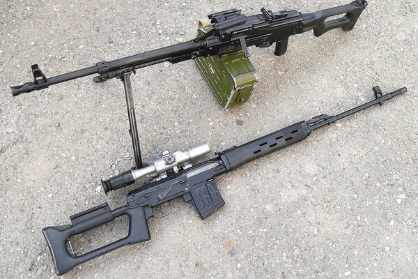 Sniper rifle and light machine gun