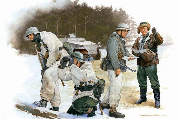 Kunst mit deutschen Soldaten in Tarnung