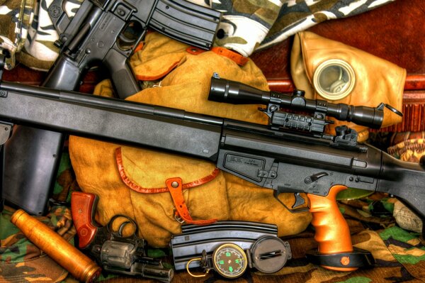 Equipo militar rifle de Francotirador máscara de gas