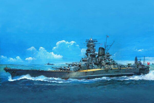 Art drawing of the battleship Musashi tamiya