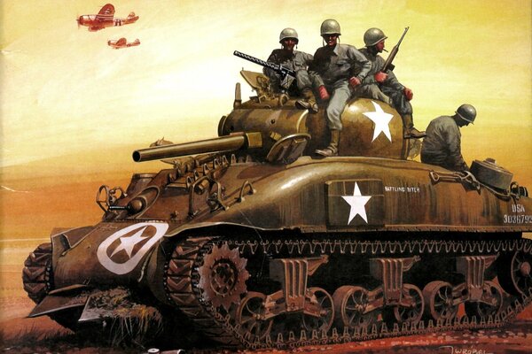 Рисунок американского военного танка ww2