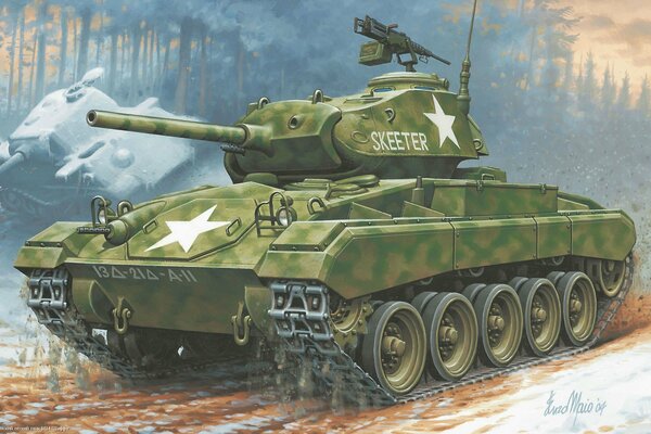 Bild eines amerikanischen Panzers mit weißem Stern