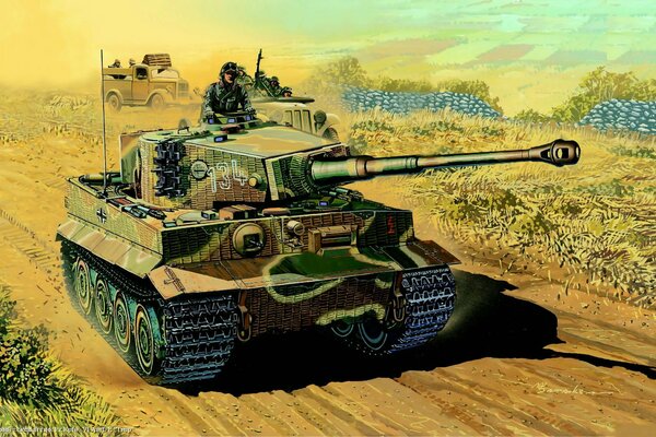 Dibujo del tanque alemán Tiger.