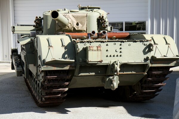 British tank up close in sunny weather