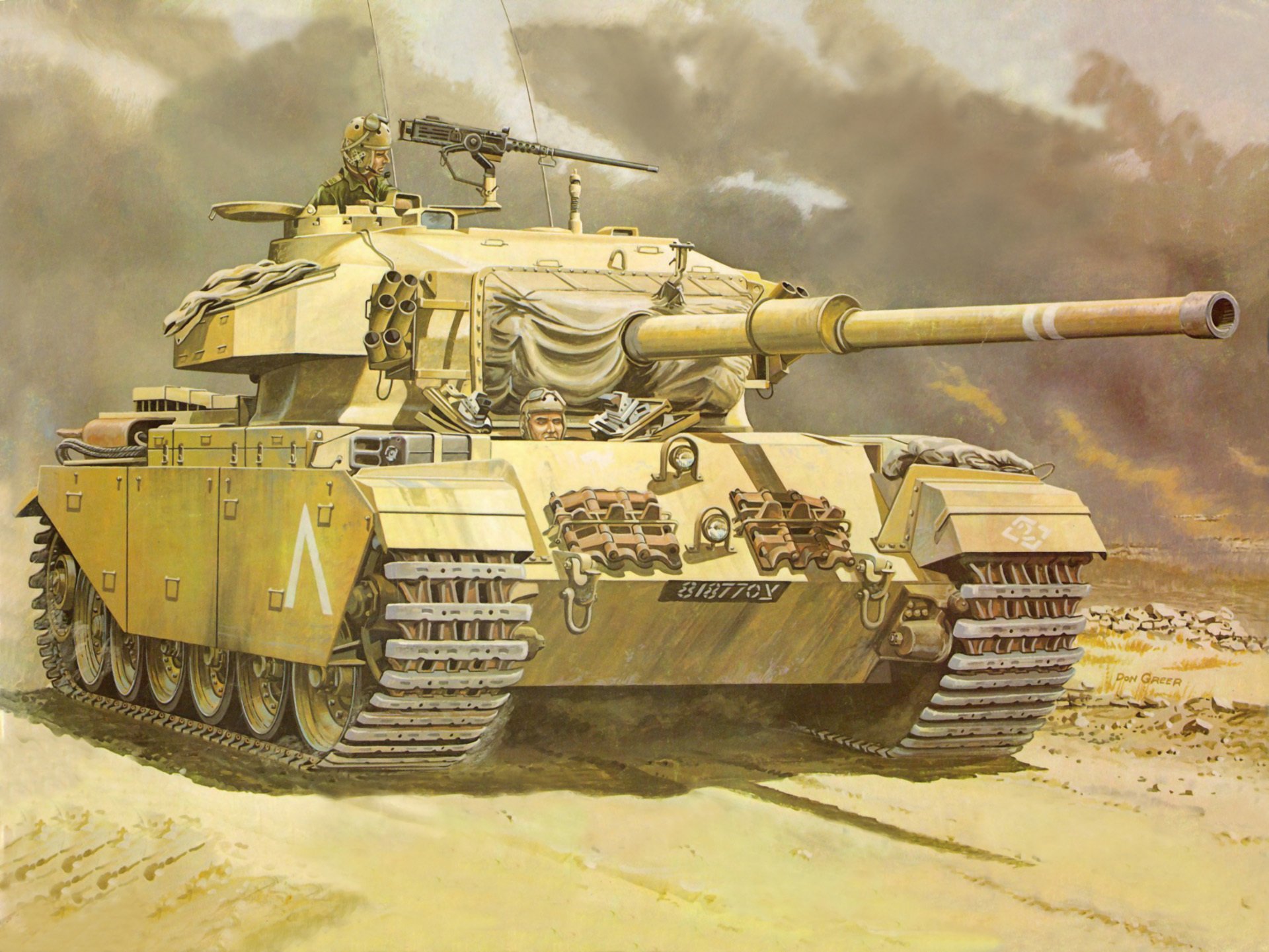 arte medio tanque centurión mk 6-mk 5 con montado adicional armadura y 105 mm cañón l7 reino unido eventos en medio oriente