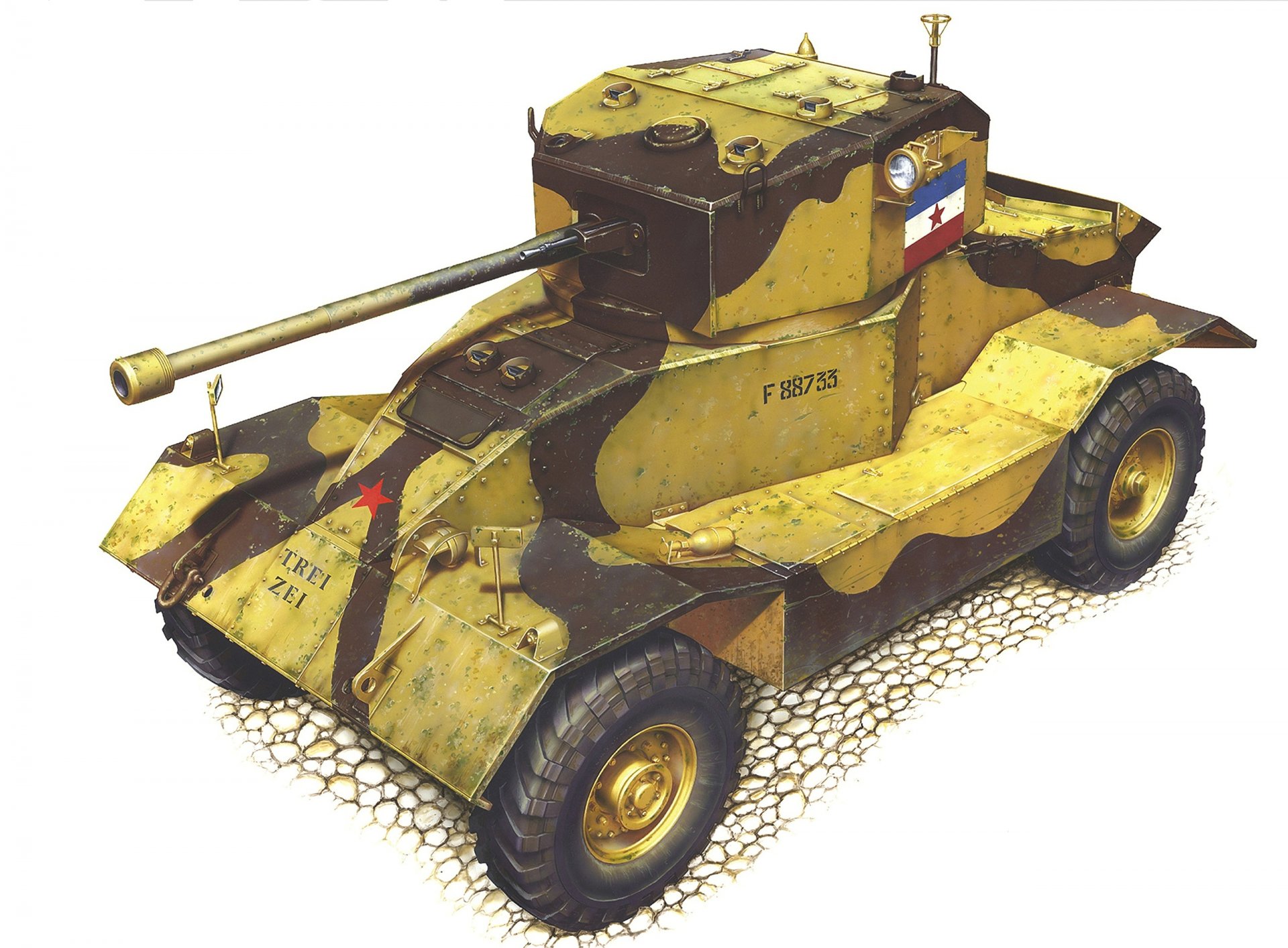 art aes mk . ii anglais véhicule blindé forces armées de yougoslavie dessin