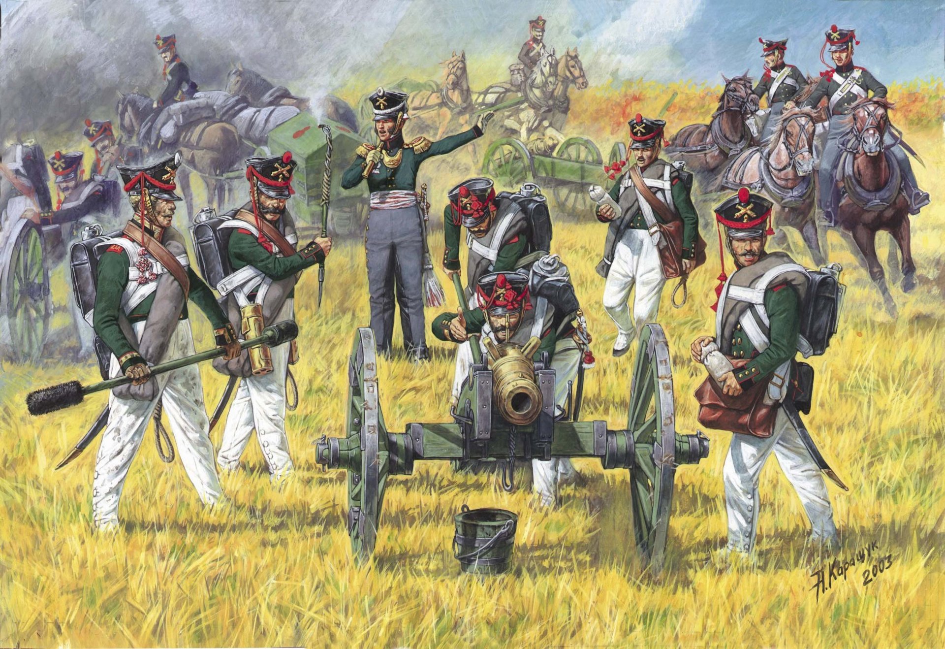 art russian walking artillery 1812-1814gg.legkie field artillery teams armed with 6-pound cannons acted in a war with the minimum distance