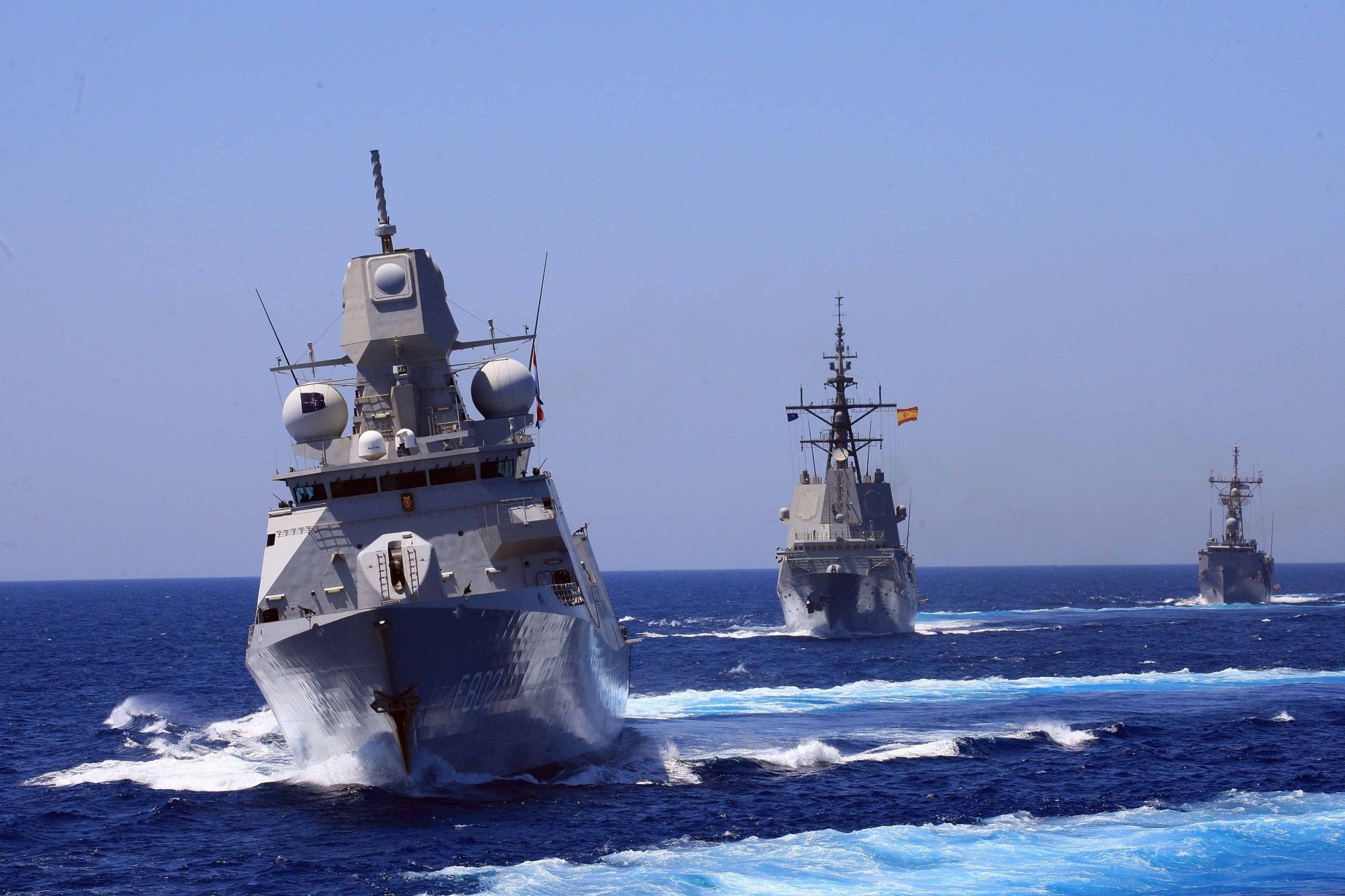 navy ship fighting ships sea waves beautiful go