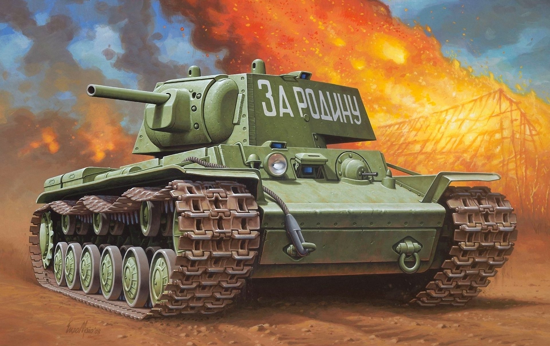 disegno enzo mayo sovietico carro armato klim voroshilov kv kv-1 armata rossa urss seconda guerra mondiale