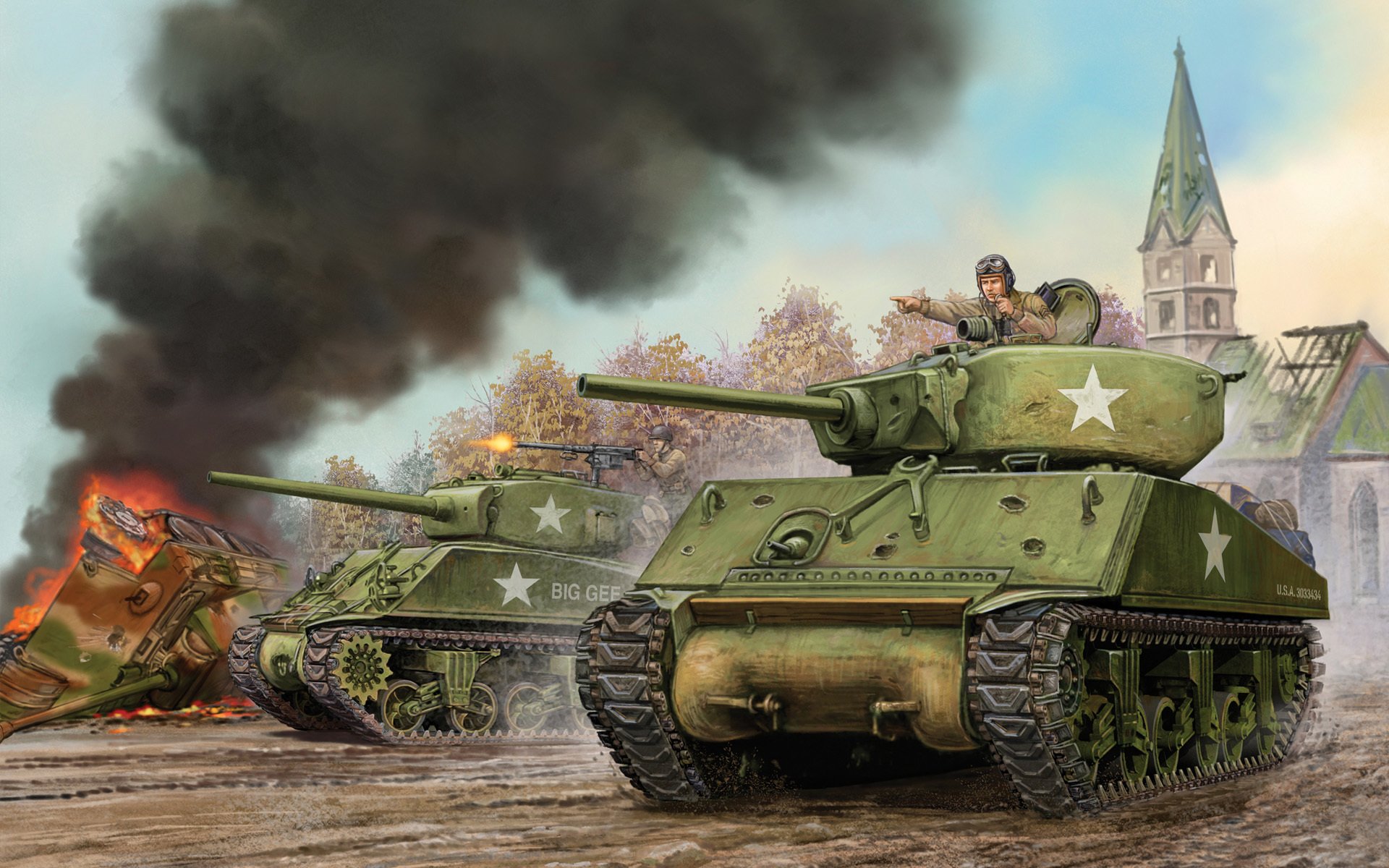 arte serbatoio stati uniti d america assalto sherman m4a3e2 jumbo battaglia fiamma di guerra denota seconda guerra mondiale miniature gioco ww2