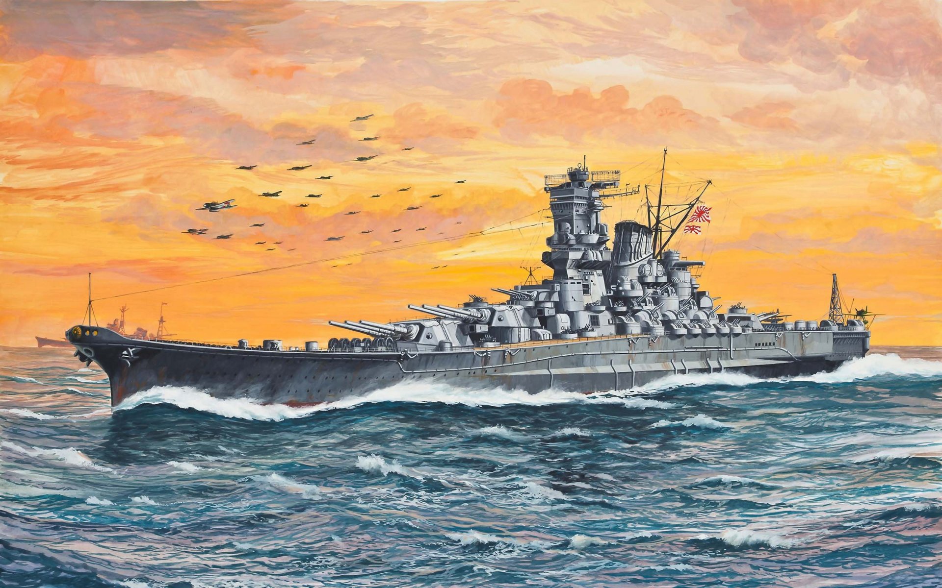 navy ship line japan imperial fleet battleship yamato ww2 art