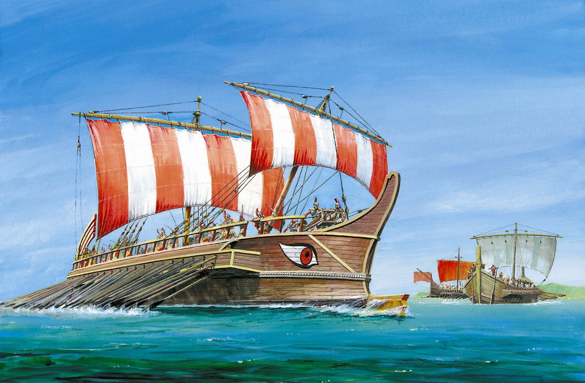 greek trier is the primary form fighting ship mediterranean period of the greco-persian wars v-iv centuries . bc. main weapon was bound copper packaging continued keel beam trireme consisted of b