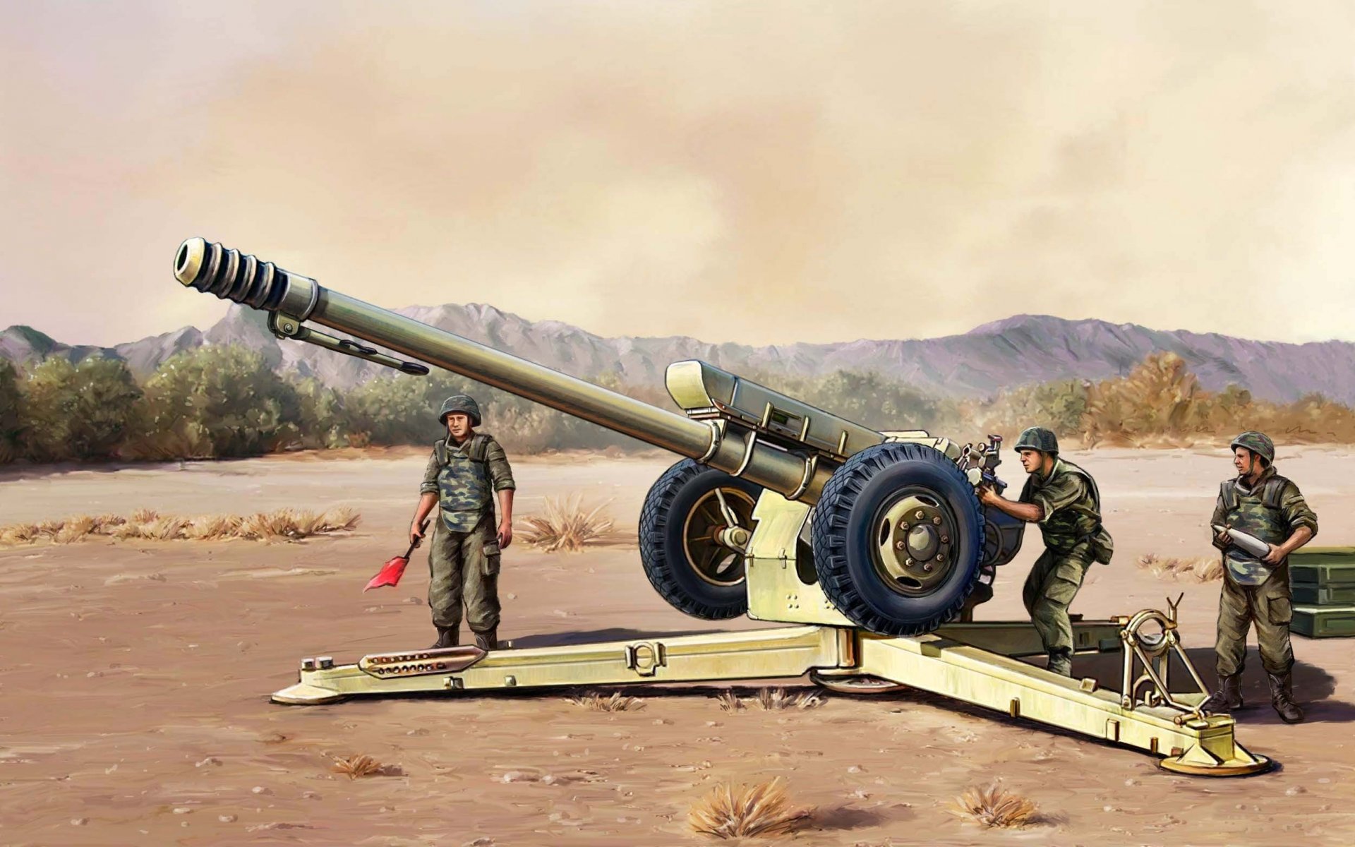 oviet divisional howitzer d-30 men gun war