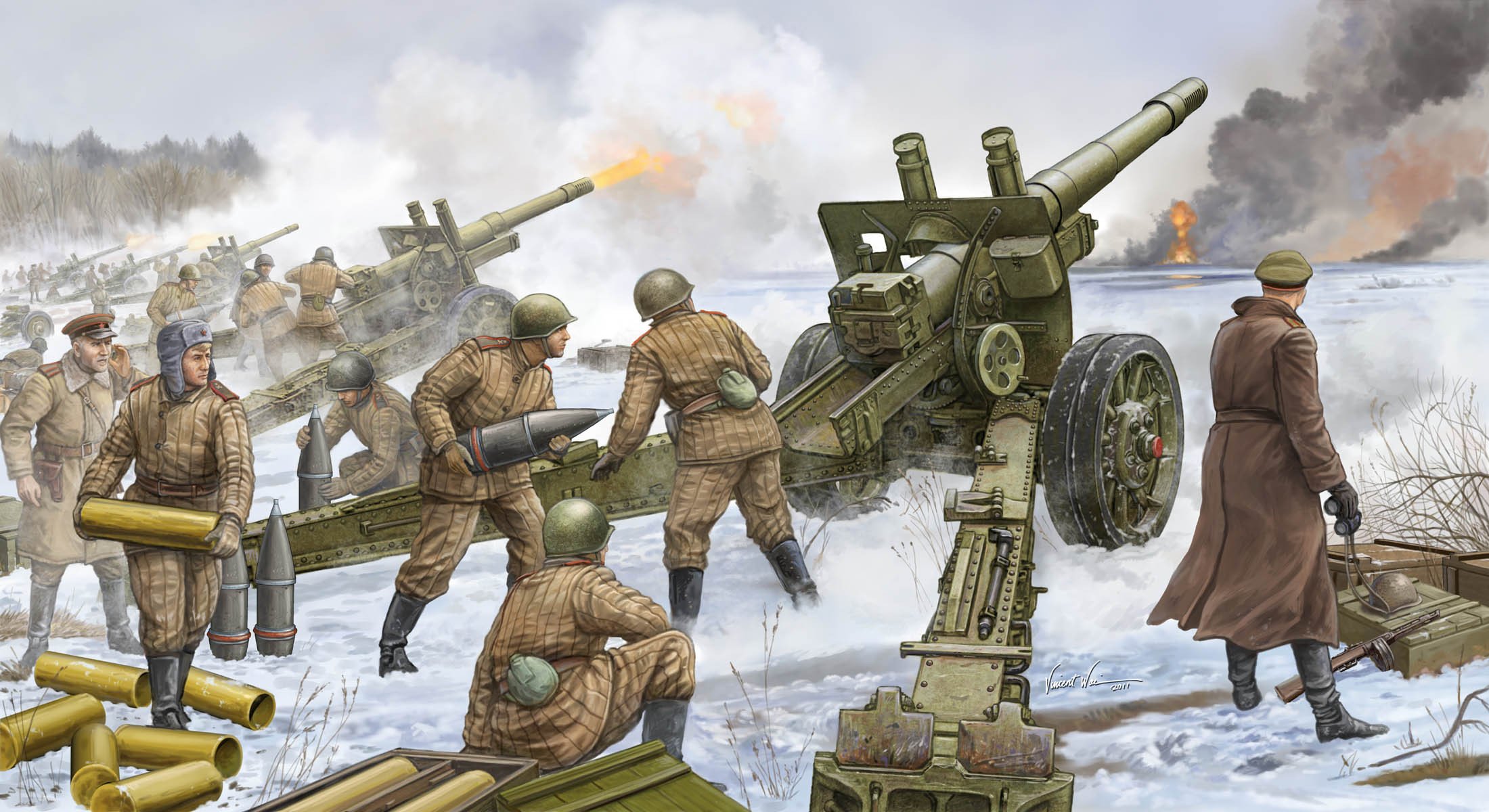 obús soldados ejército rojo gran guerra patria dibujo