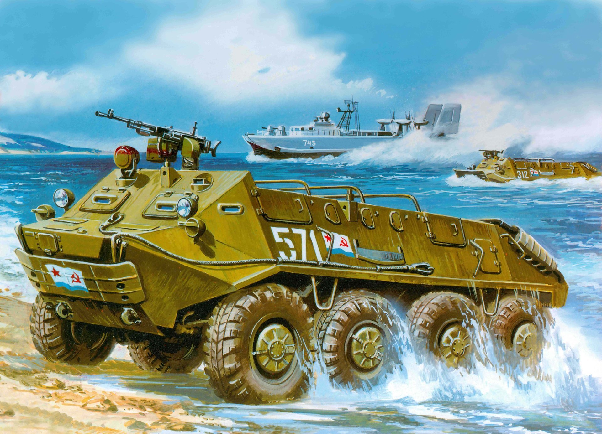 btr soviético flotante btr-60p modificación básica