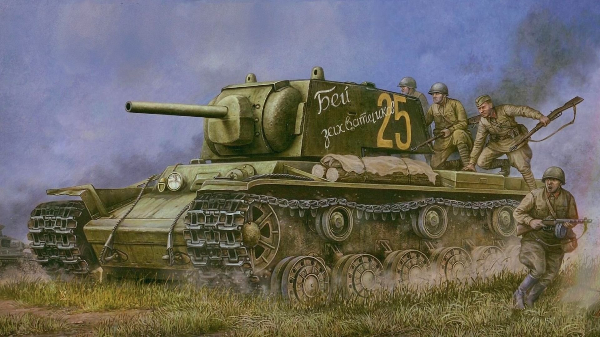 art guerre char kv soviétique infanterie kontraataka