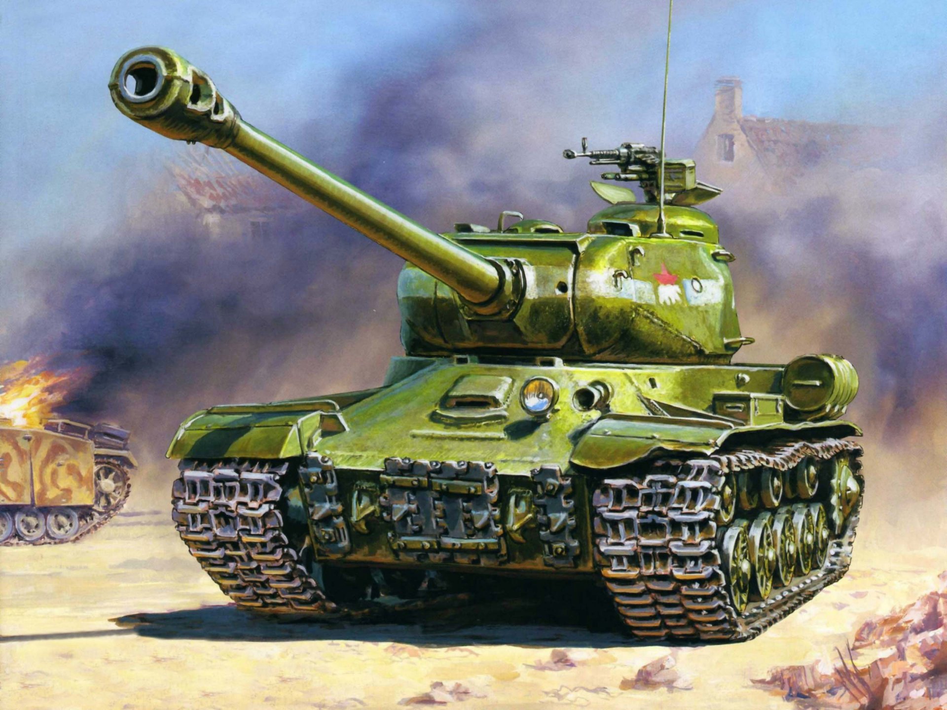 is-2 soviético tanque avance calibre cañón 122 mm ww2