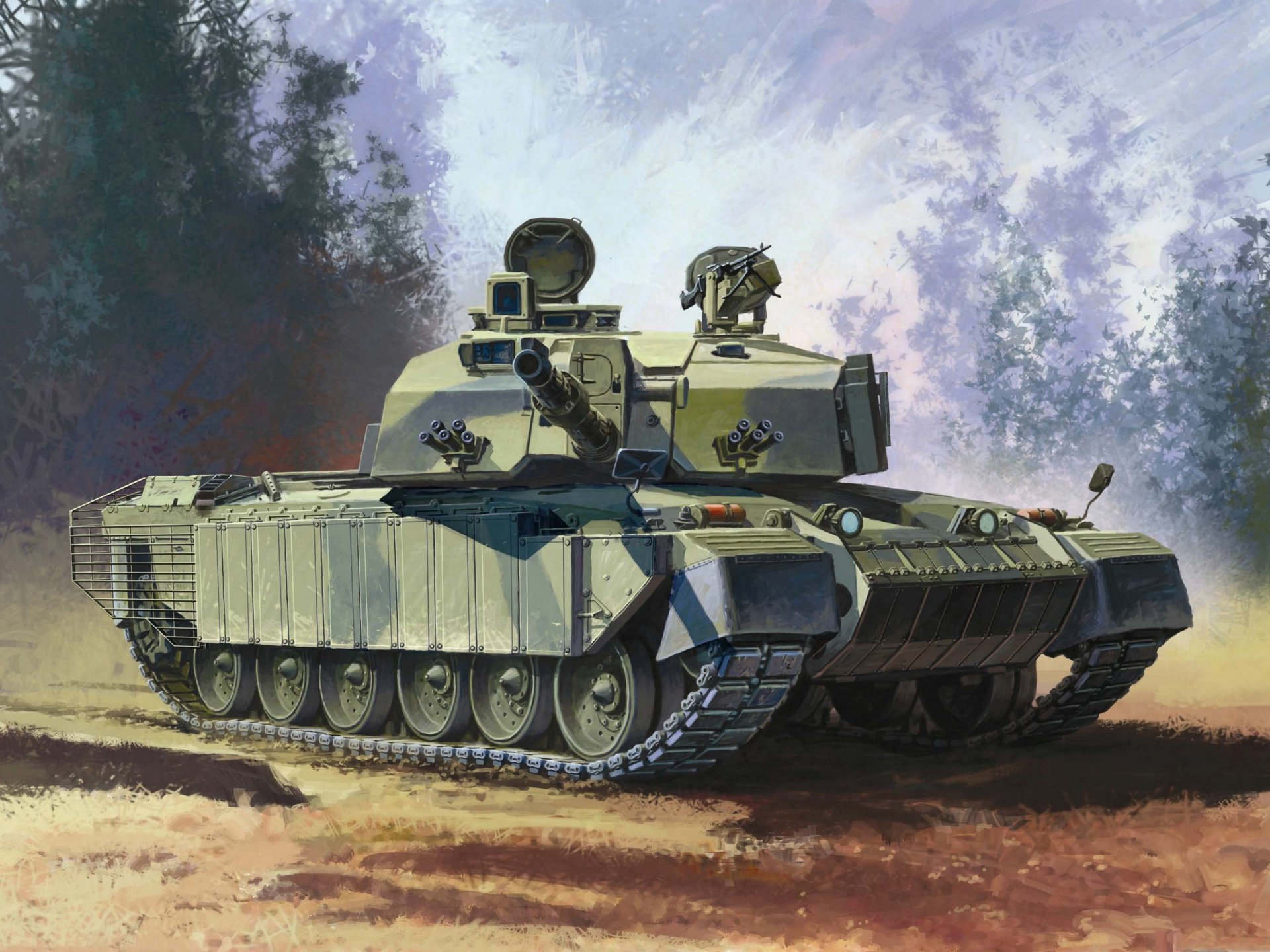 arte dibujo challenger 2 principal combate tanque tierra tropas reino unido años operación c 1995