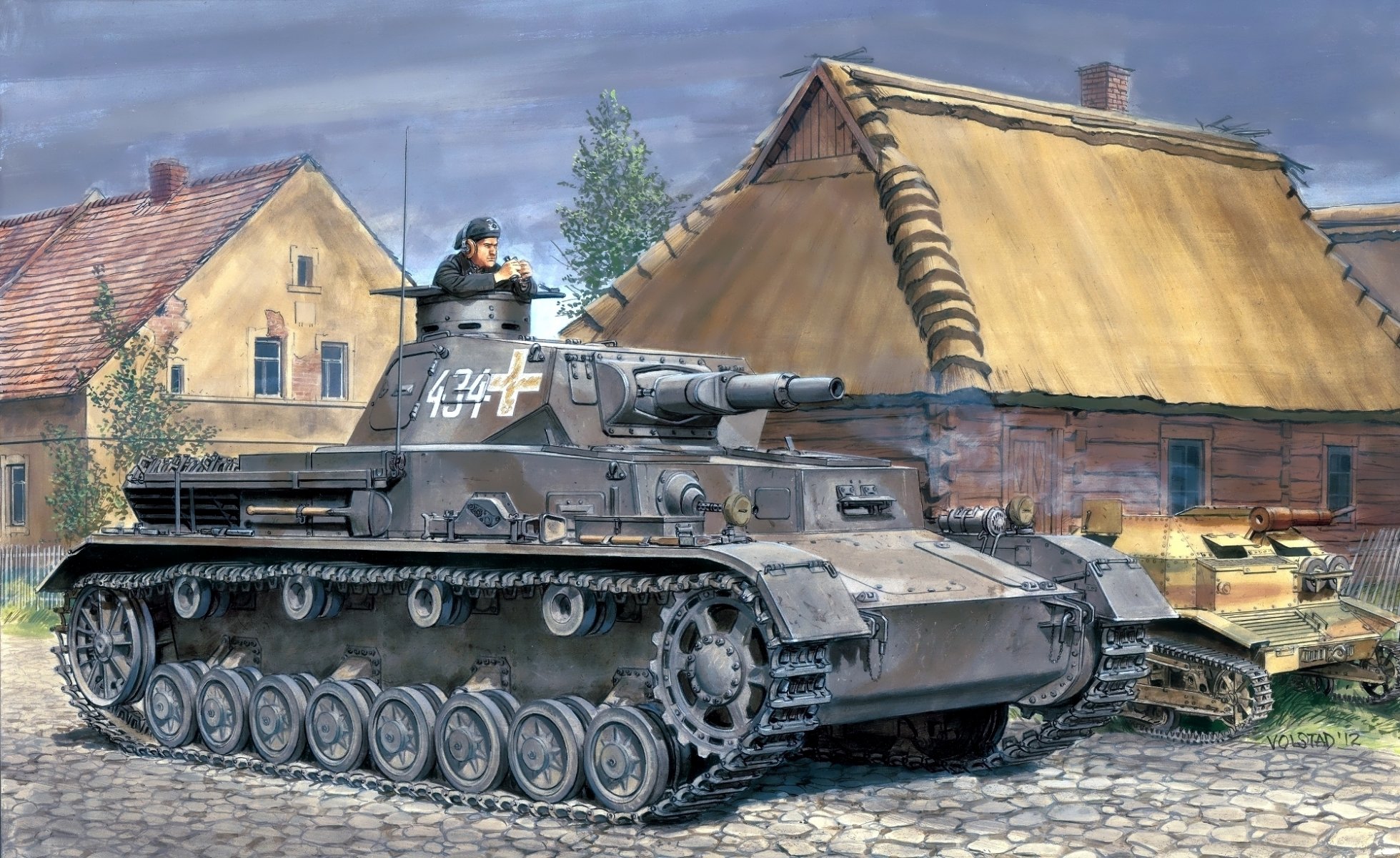 rysunek ron volstad w domu czołgista czołg średni t-4 panzer 4 sd.kfz . 161 pzkpfw iv ausf . a wehrmacht polska 1939