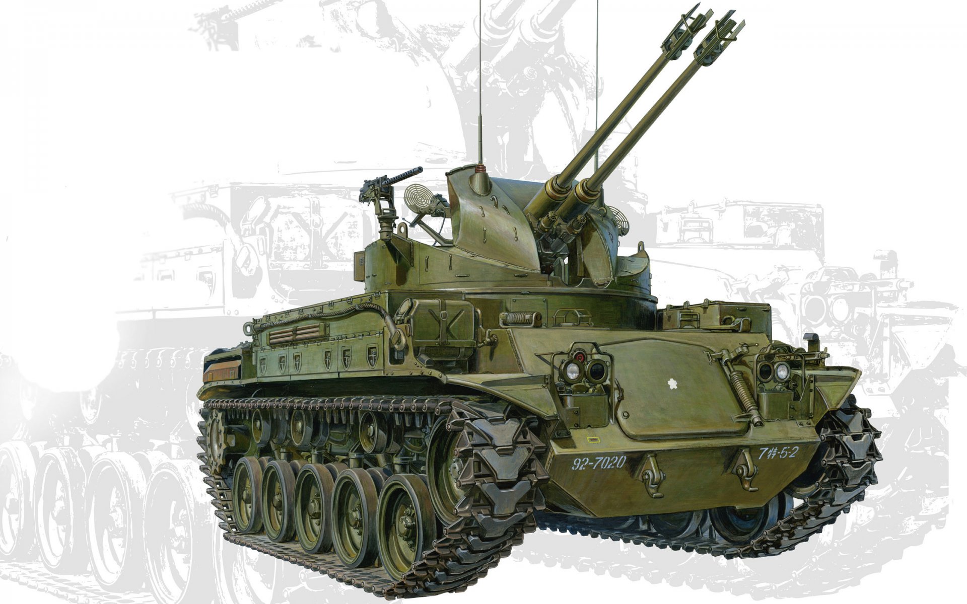 art zsu anti-aircraft self-propelled installation m42 duster duster paired 40-mm gun mounted in rotating turret created in 1951 on base light tank m41 walker bulldog crew person operated 1953-1988 usa