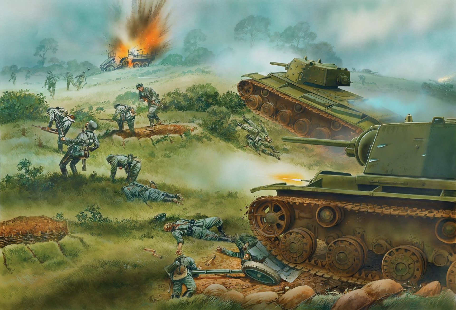 kv kv-1 carri armati sovietici carri armati pesanti grande guerra patriottica attacco disegno