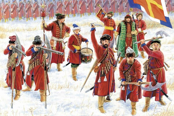 Image de l armée russe sur le champ de bataille au 18ème siècle