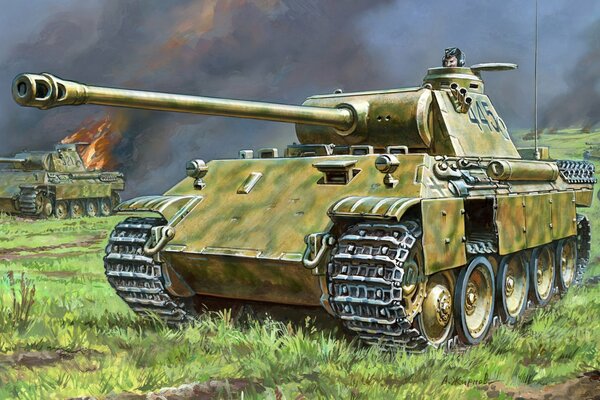 Рисунок танков в бою