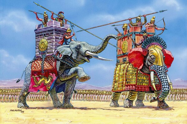 Изображение армии Египта на слонах