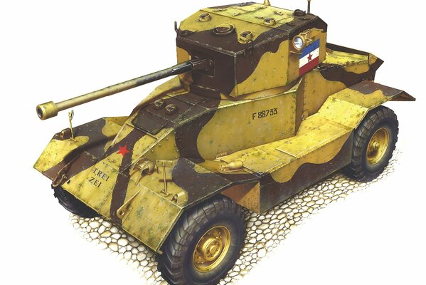 Dessin d une voiture blindée des forces armées de Yougoslavie