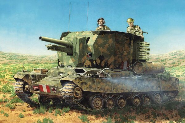 Zdjęcie czołgu z wyrzutnią artylerii